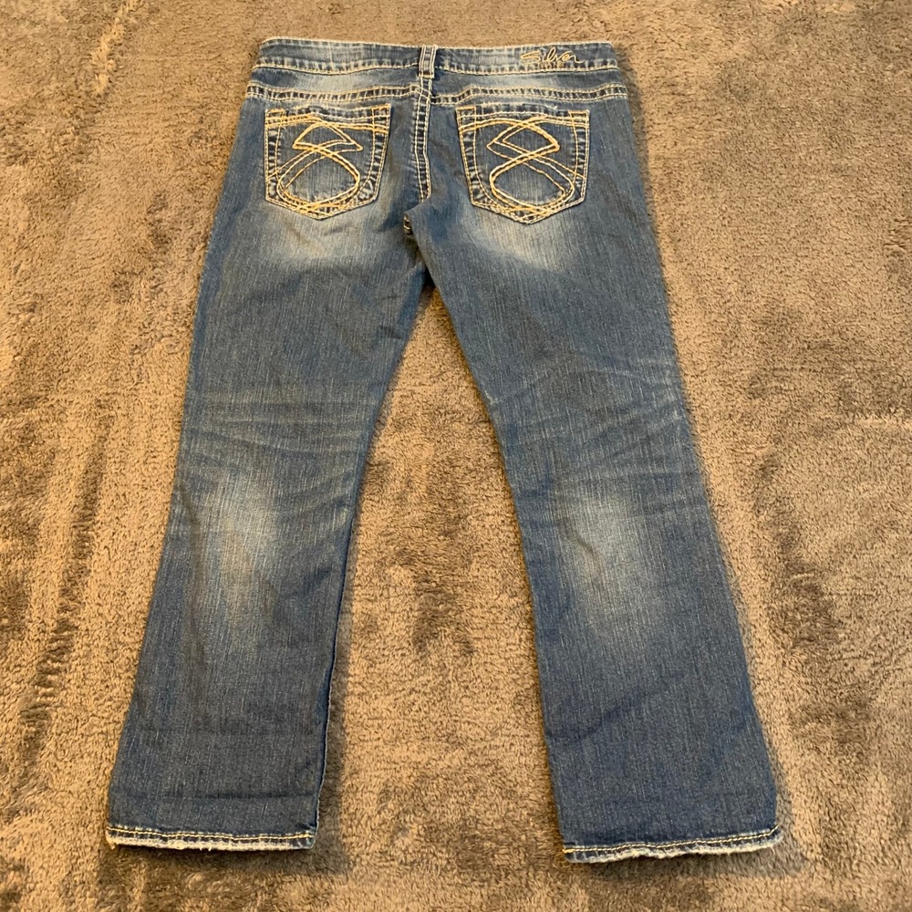 Silver Jeans Frances Capri W29 Medium Wash‎ Contrast Stitch Denim Y2K